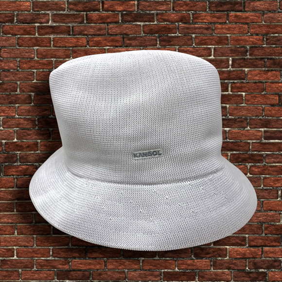 Vintage Kangol Bucket Hat Cap Sz L White Tropic Player Hip Hop Knit Woven 6371BC - Picture 2 of 6